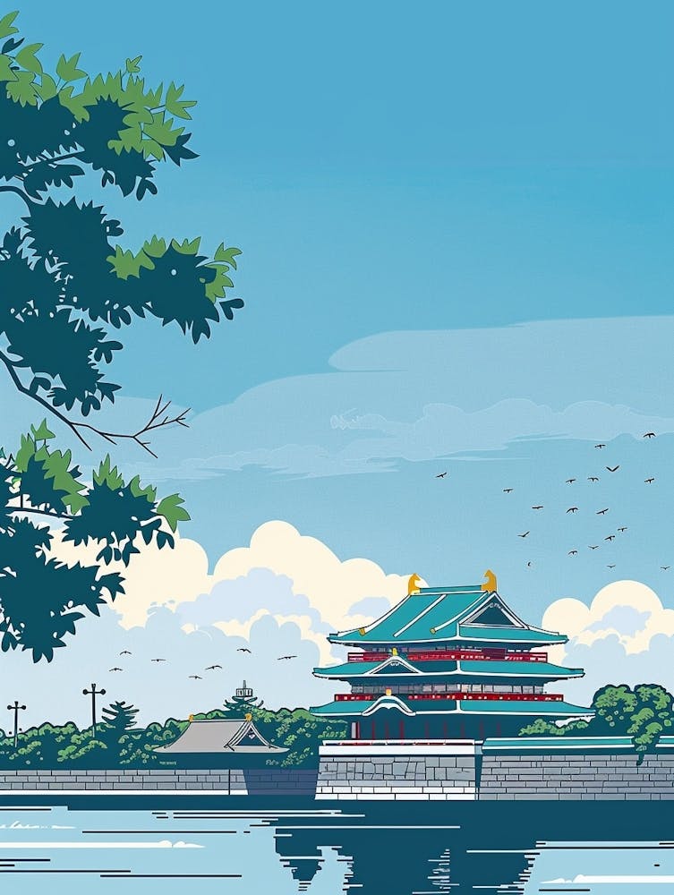 Tokyo Imperial Palace 2 Colourful Illustration