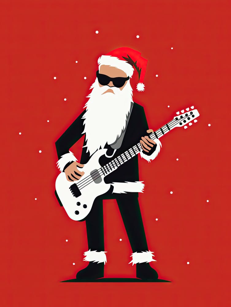 Santa Claus Playing Guitar, Christmas