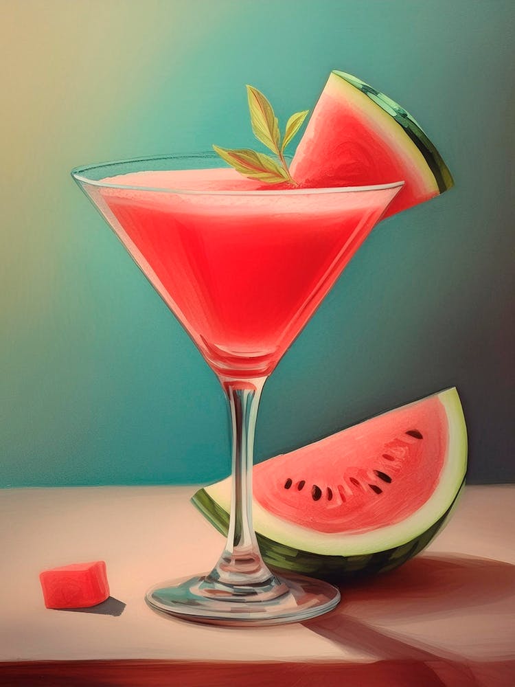 Watermelon Daiquiri Cocktail With One Slice Of Watermelon