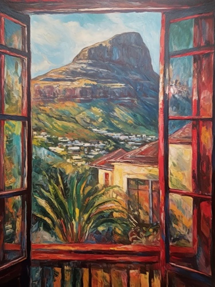 Window View Of Cape Town In The Style Of Impressionism 4