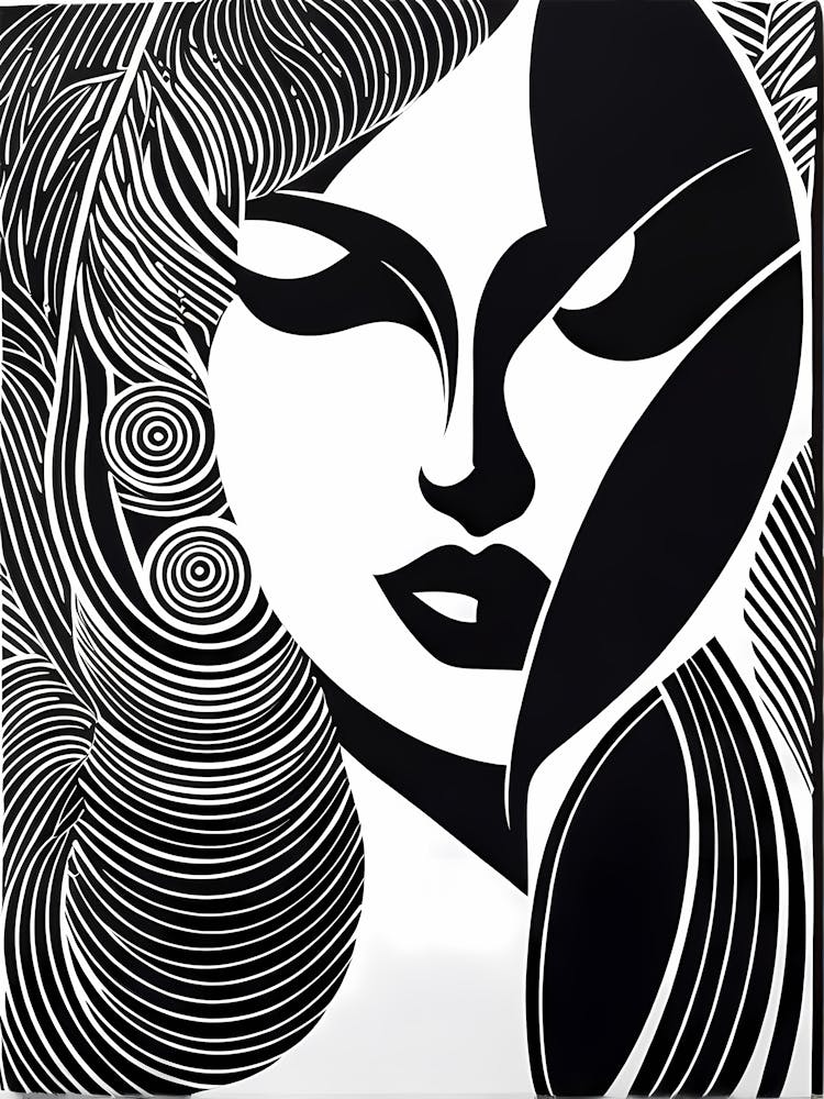 Linocut Piece Depicting of a woman, woman art, 159