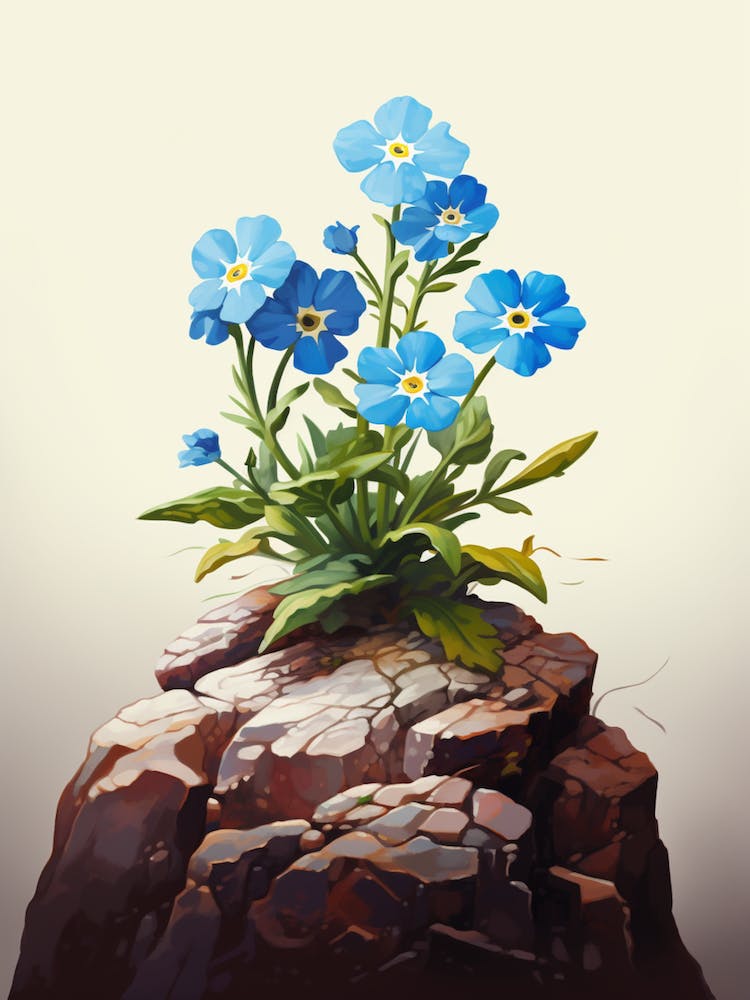 Forget Me Not Sprouting From A Rock (1)