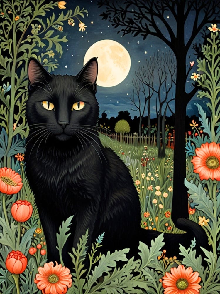 William Morris Black Cat In The Moonlight 5