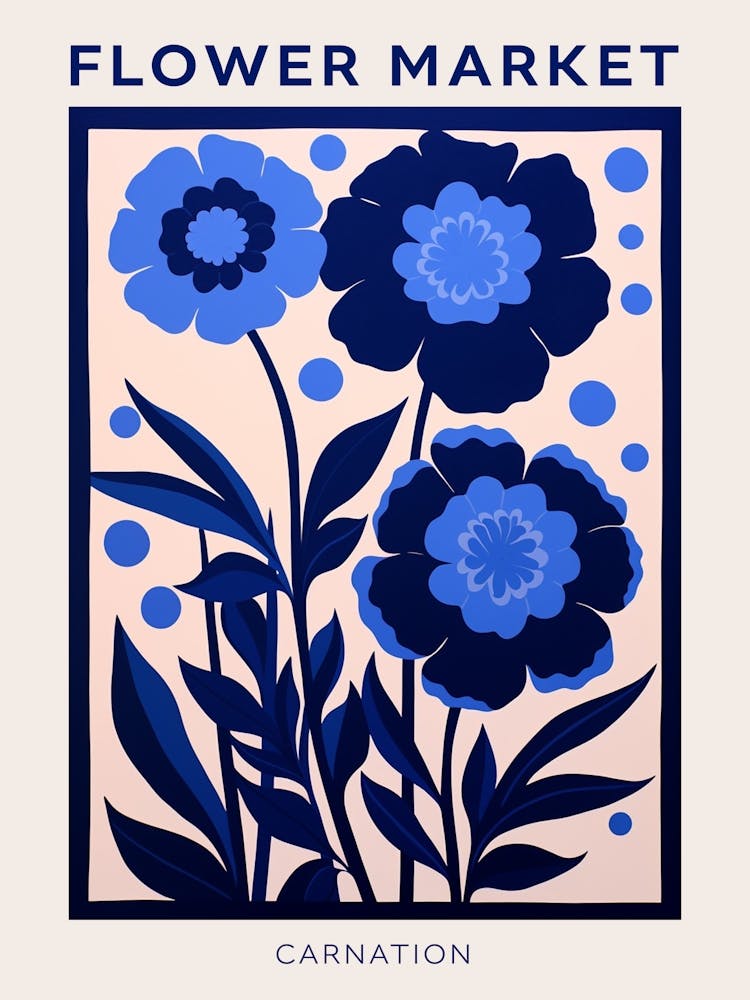 Blue Flower Market Poster Carnation 2