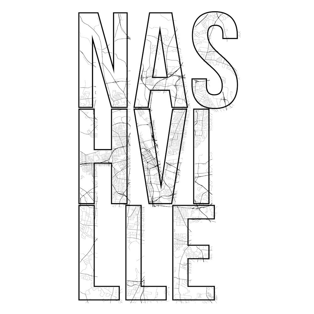 Nashville Street Map Typography Square