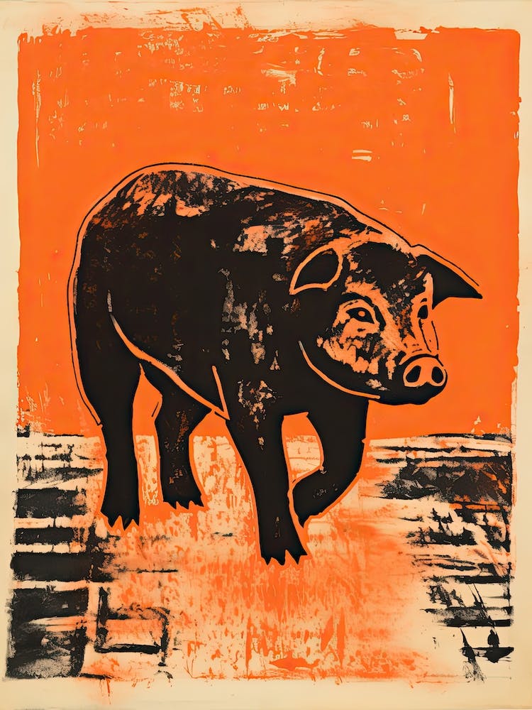 Cochon, Dessin Animalier sur Bois 2