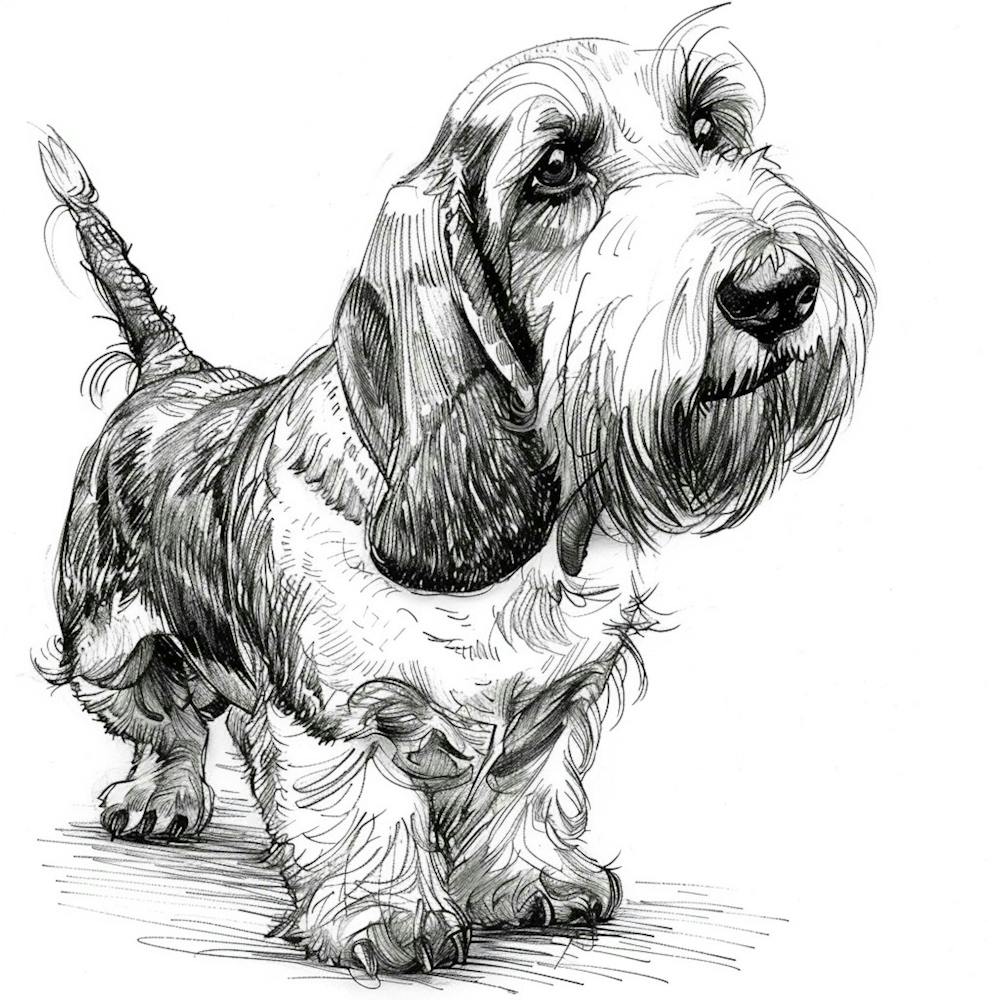 Grand Basset Griffon Vendeen Dog Line Sketch 4