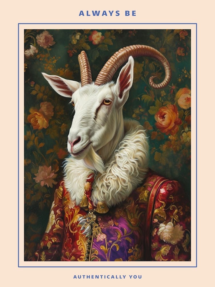 Goat In Medieval Clothes Portrait Poster