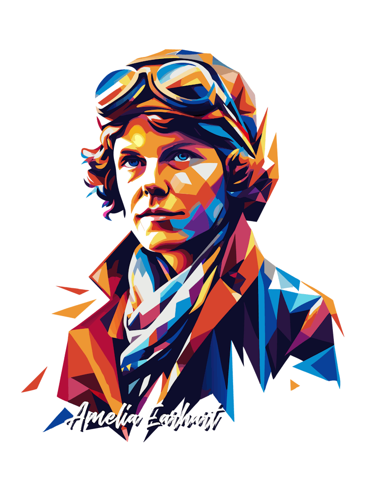 Amelia Earhart 1 Portrait WPAP Pop Art