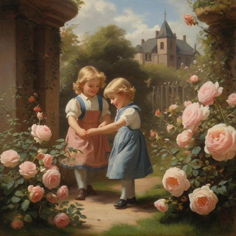 Two Little Girls In A Garden