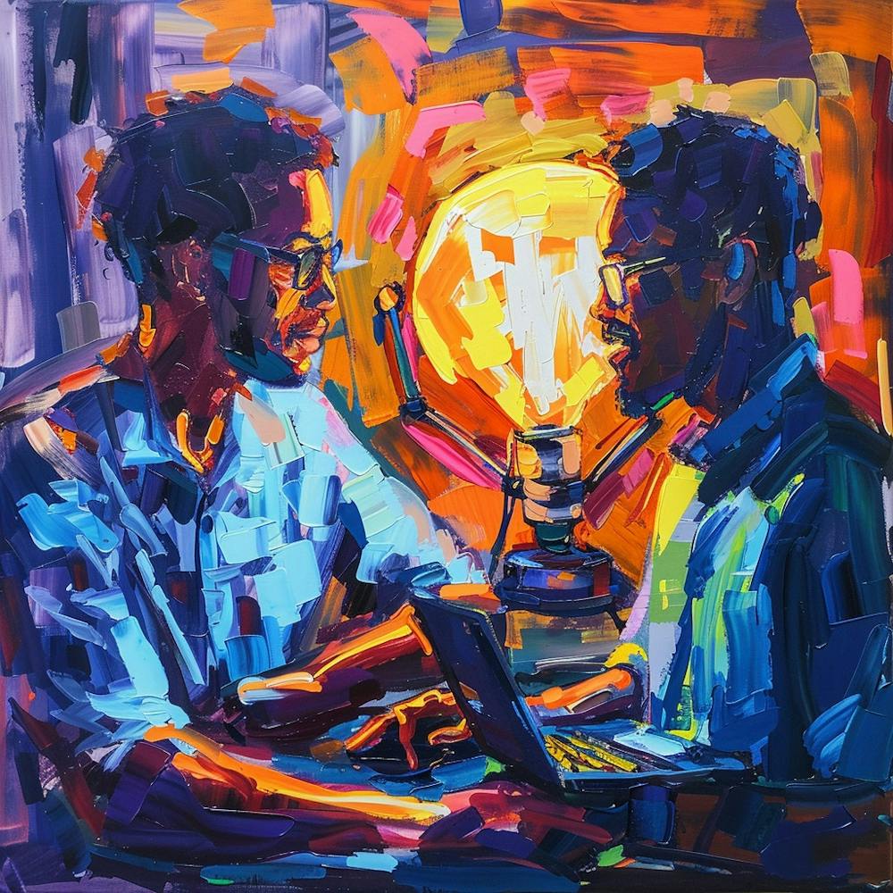 Two Afro-American Men Working On A Laptop