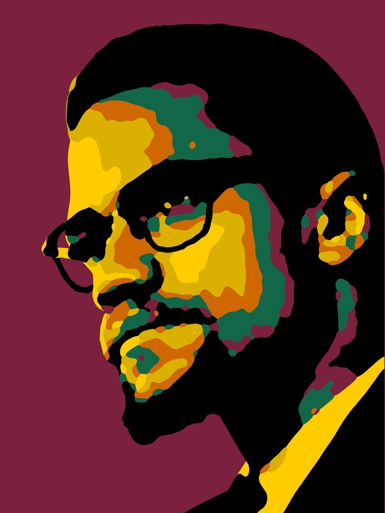 Malcolm X in Colorful Abstract Pop Art Illustration