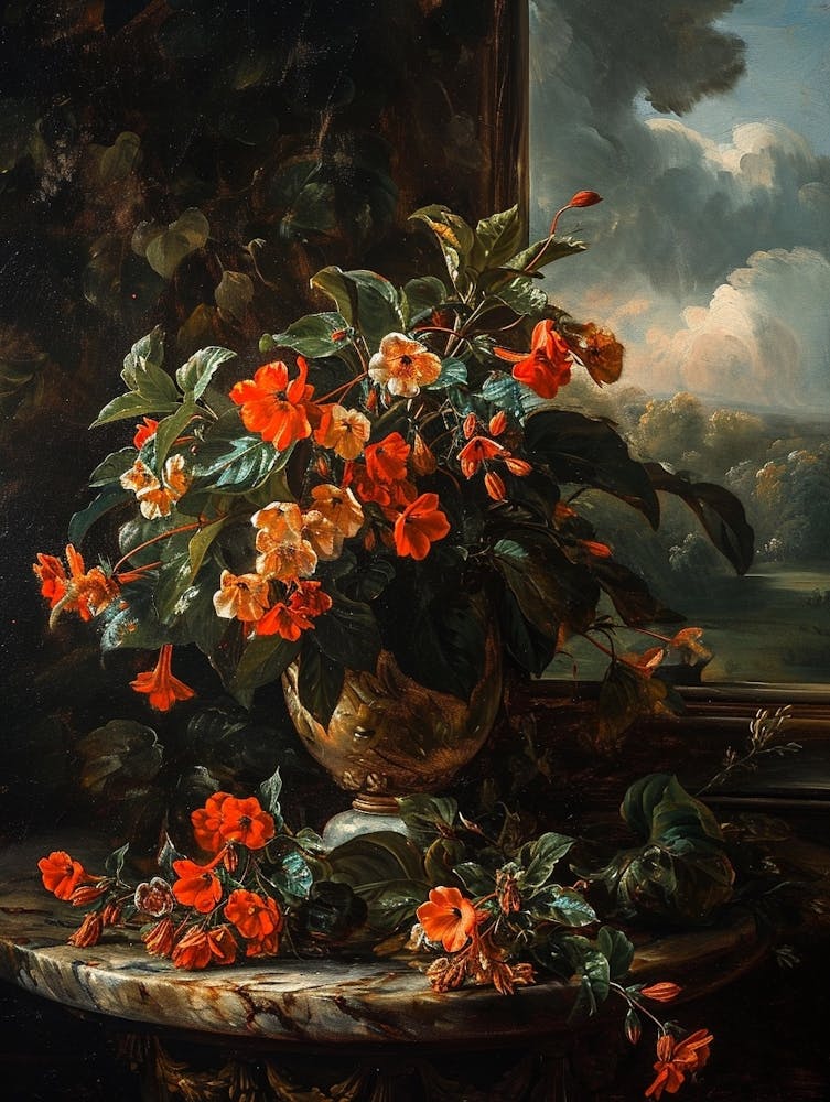 Baroque Floral Still Life Impatiens 2