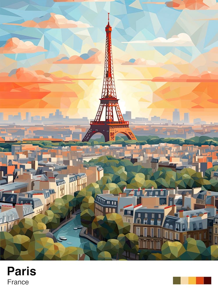 Paris View   Geometric Vector Illustration 3 Poster