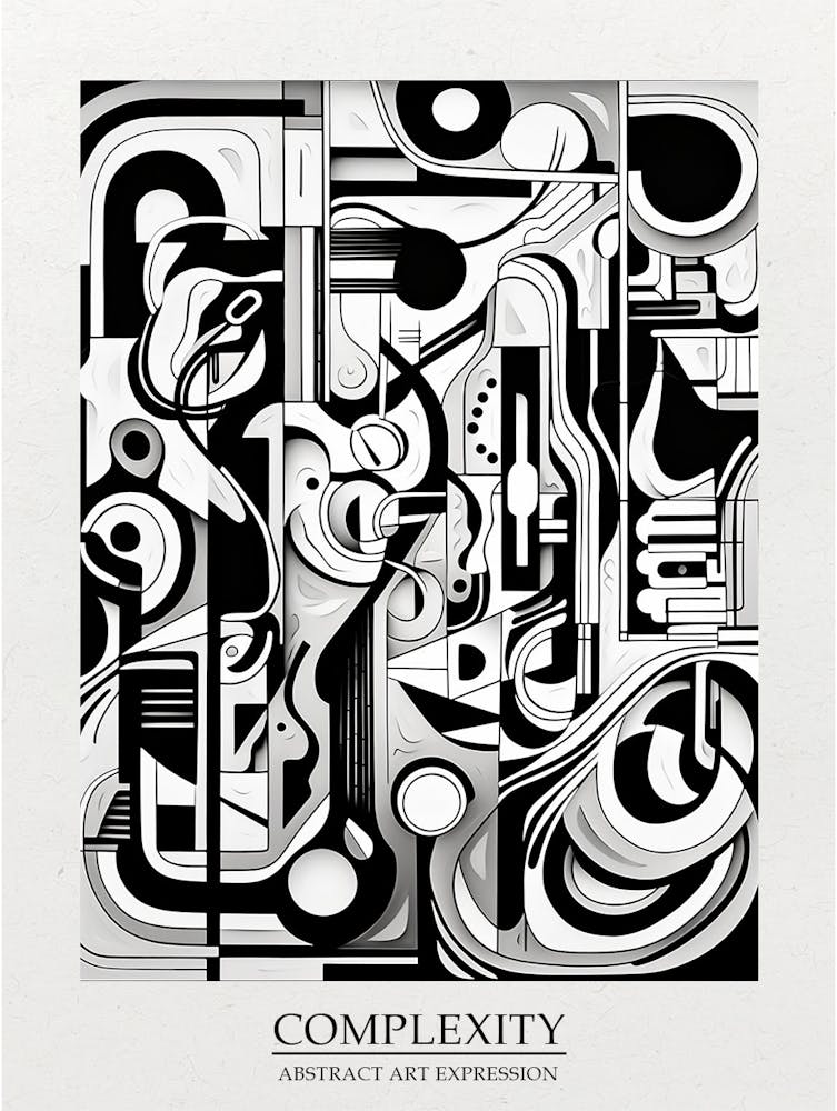 Complexity Abstract Black And White 1 Poster