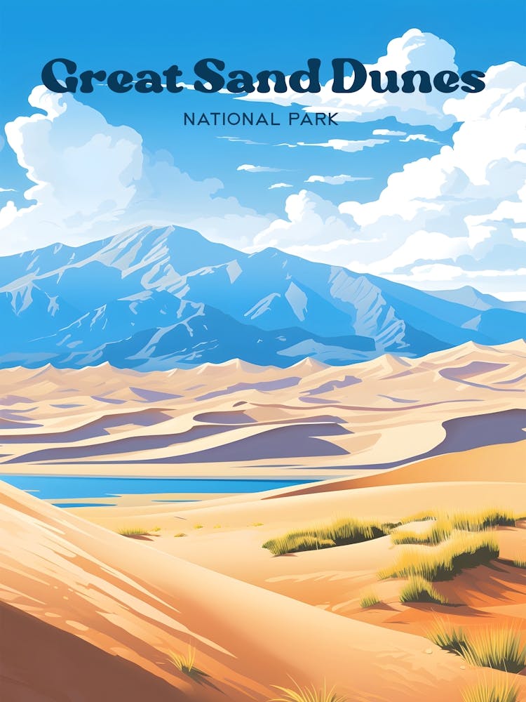 Great Sand Dunes Colorado Desert Dunes Travel Illustration