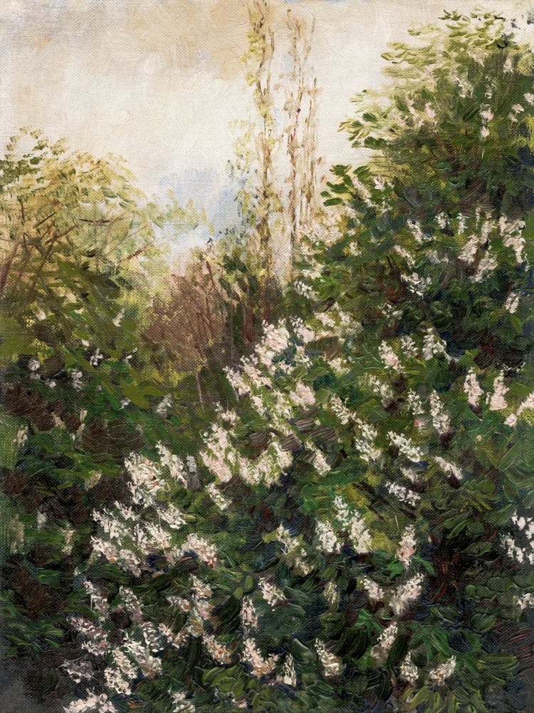 Lilacs, Vintage Floral Art, Vintage Landscape Art