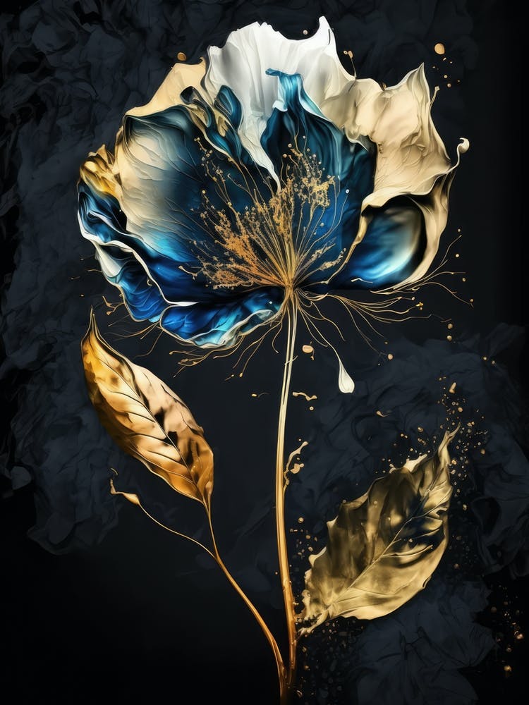 Elegante blau-goldene Blume