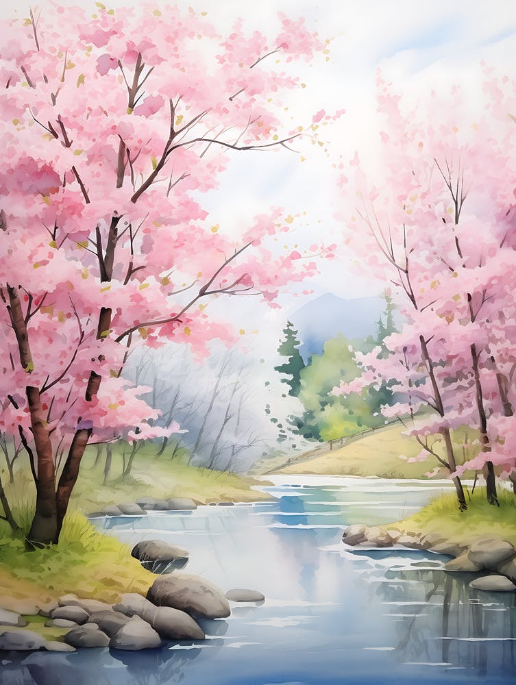 Belle Aquarelle de Fleurs de Cerisier 5