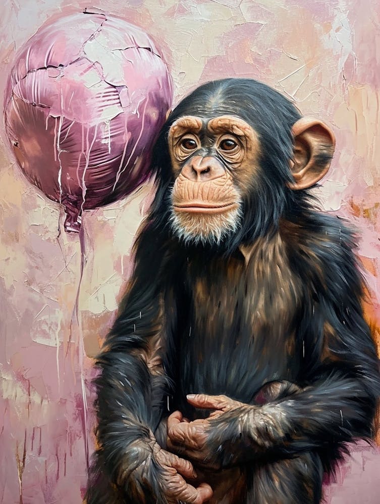 Cute Chimpanzee 1 With Balloon