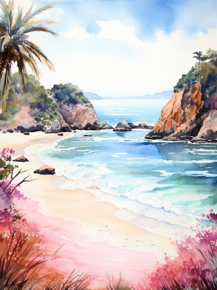 Watercolor Painting Of Pfeiffer Beach, Big Sur California 4