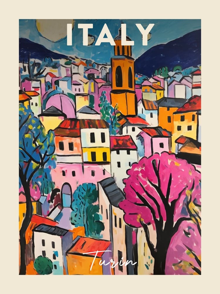 Turin Italy 3 Fauvistisches Gemälde Reiseposter