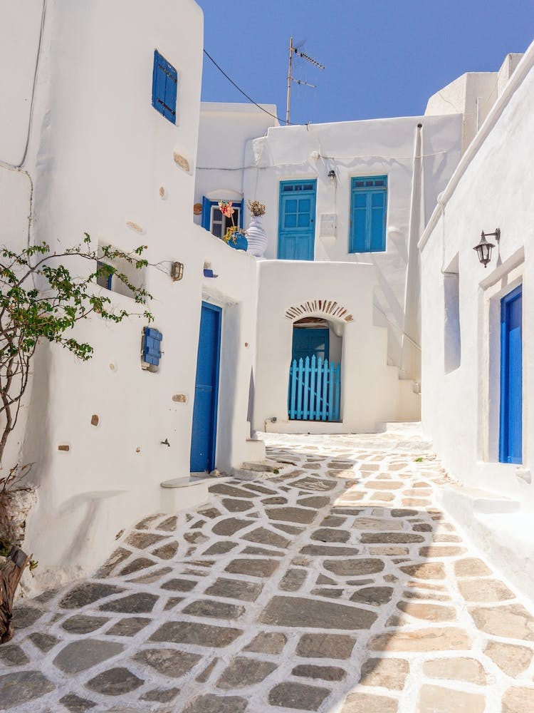Blue And White Houses In Paros