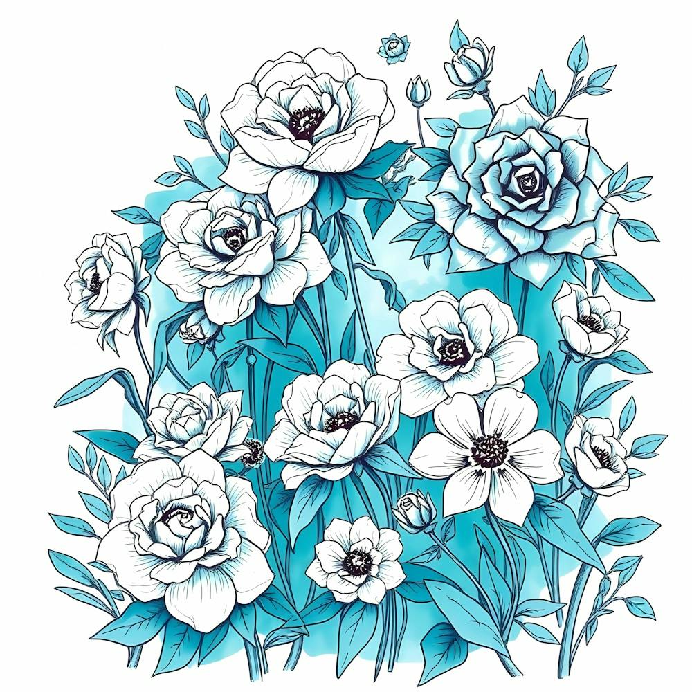 Blue And White Flowers 3