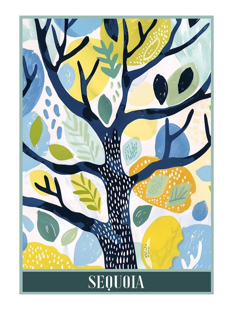 Sequoia Tree Flat Illustration 6 Poster