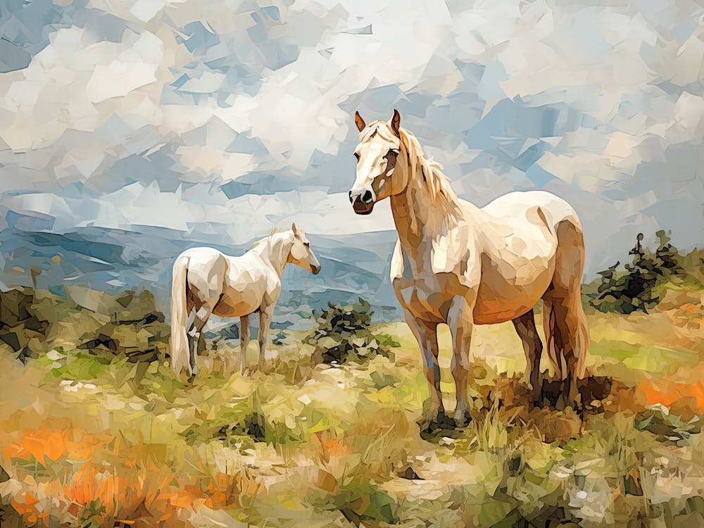 Horses Painting In Cotacachi, Ecuador, Landscape 4