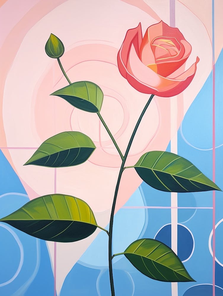 Rose 2 Hilma Af Klint Inspiriertes Pastell-Blumengemälde