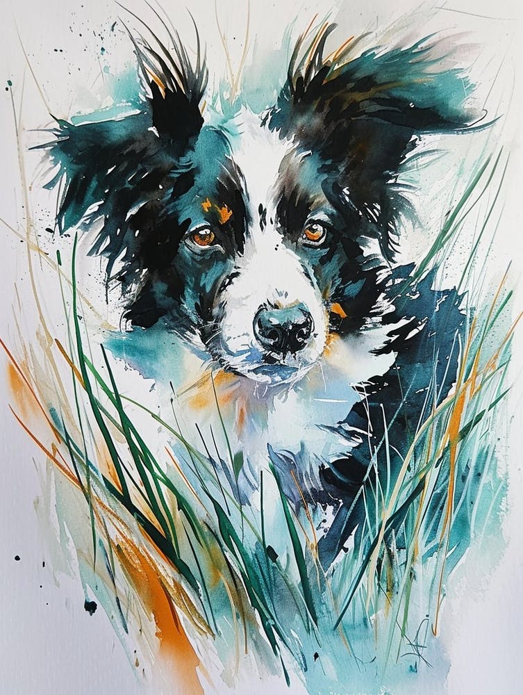 Border Collie Watercolor Painting 3