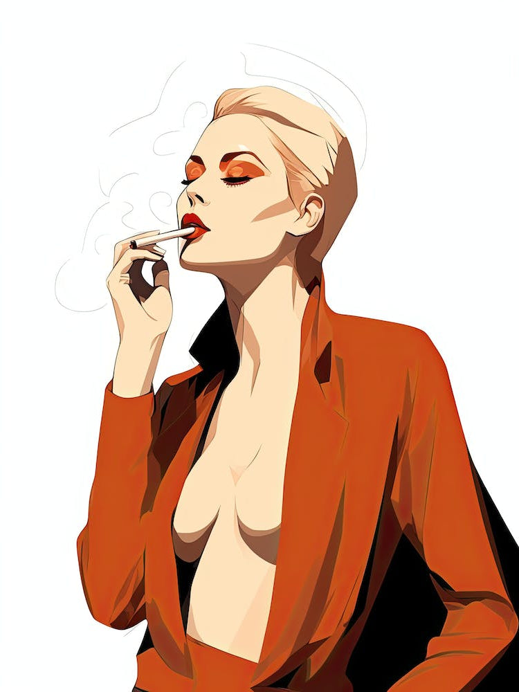 Illustration Of A Woman Smoking A Cigarette
