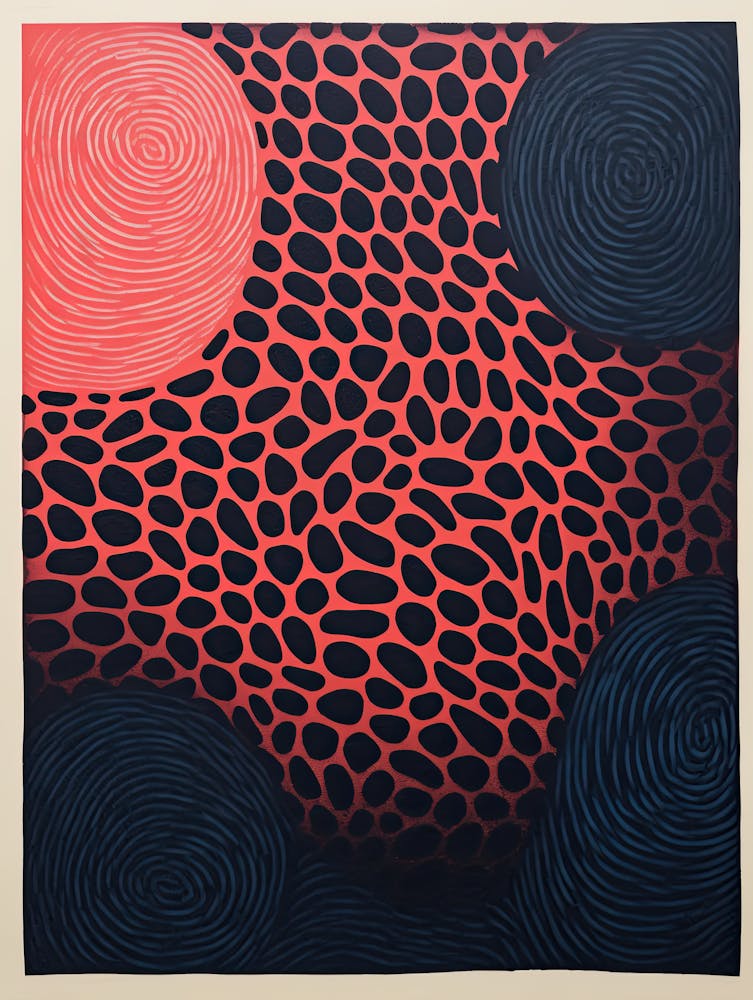 Neon Coral Drift - Abstract Organic Style