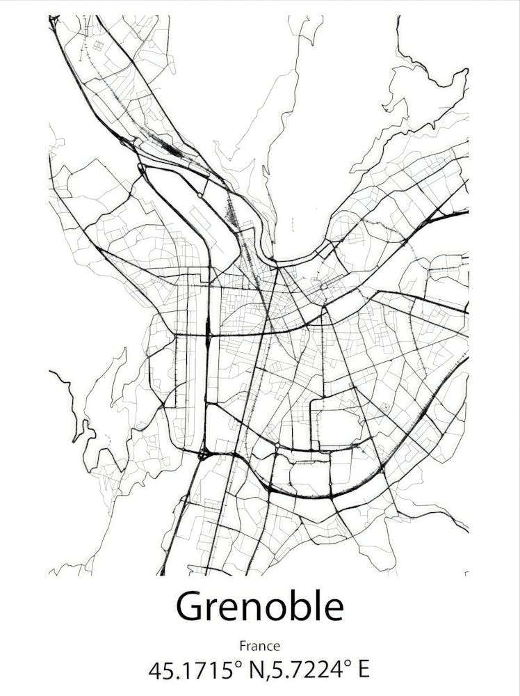 Grenoble,France Minimalist Map