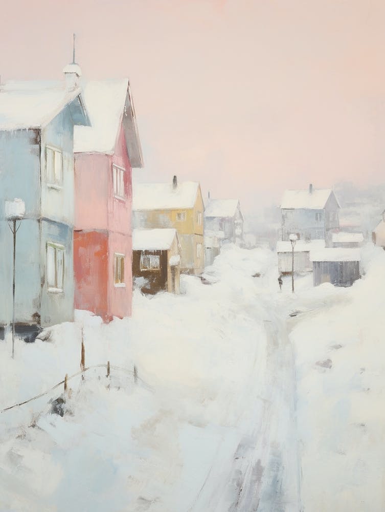 Dreamy Winter Painting Reykjavik Iceland 1