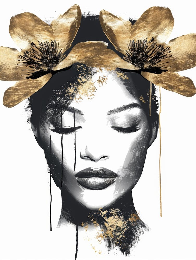 Gold Flowers Canvas Print