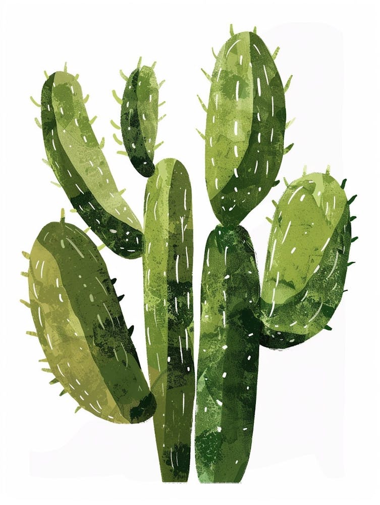 Ferocactus Cactus Minimalist Abstract Illustration 3