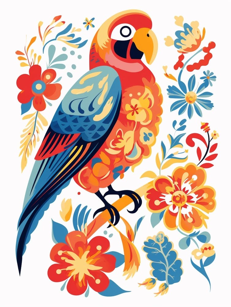 Scandinavian Bird Illustration Parrot 1