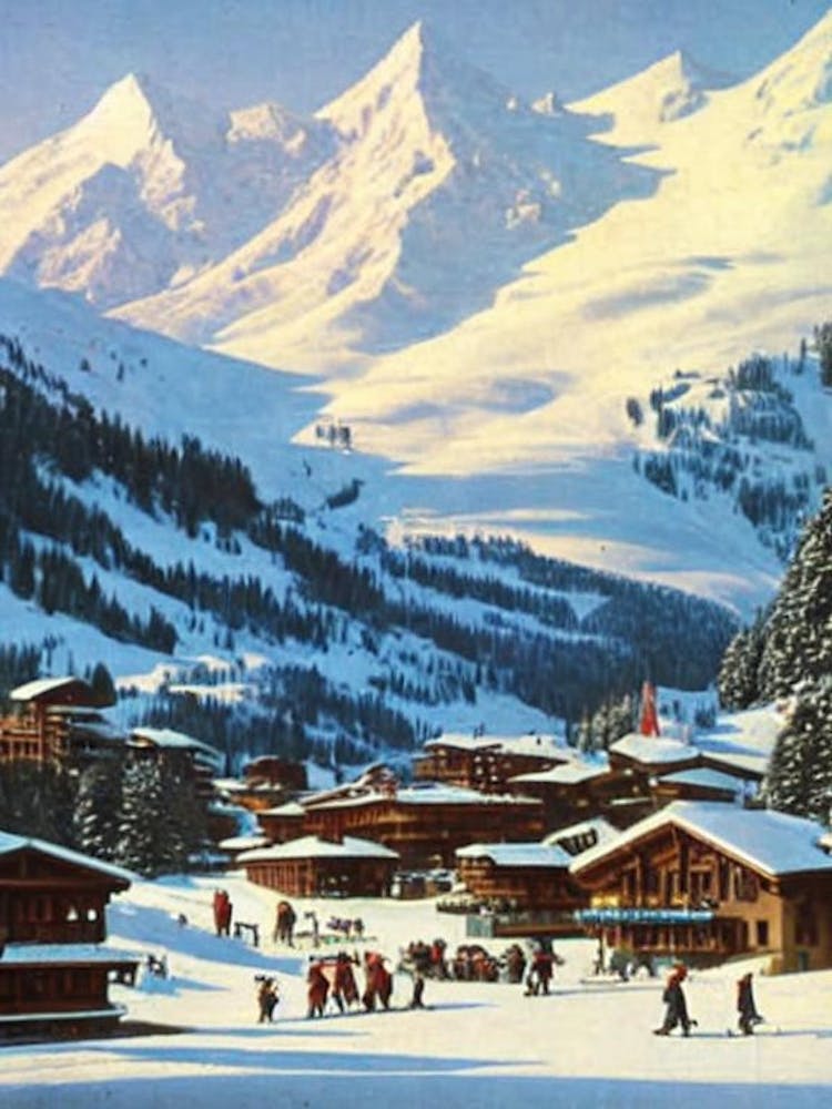 Cervinia, Italy Ski Resort Vintage Landscape 1 Skiing Poster