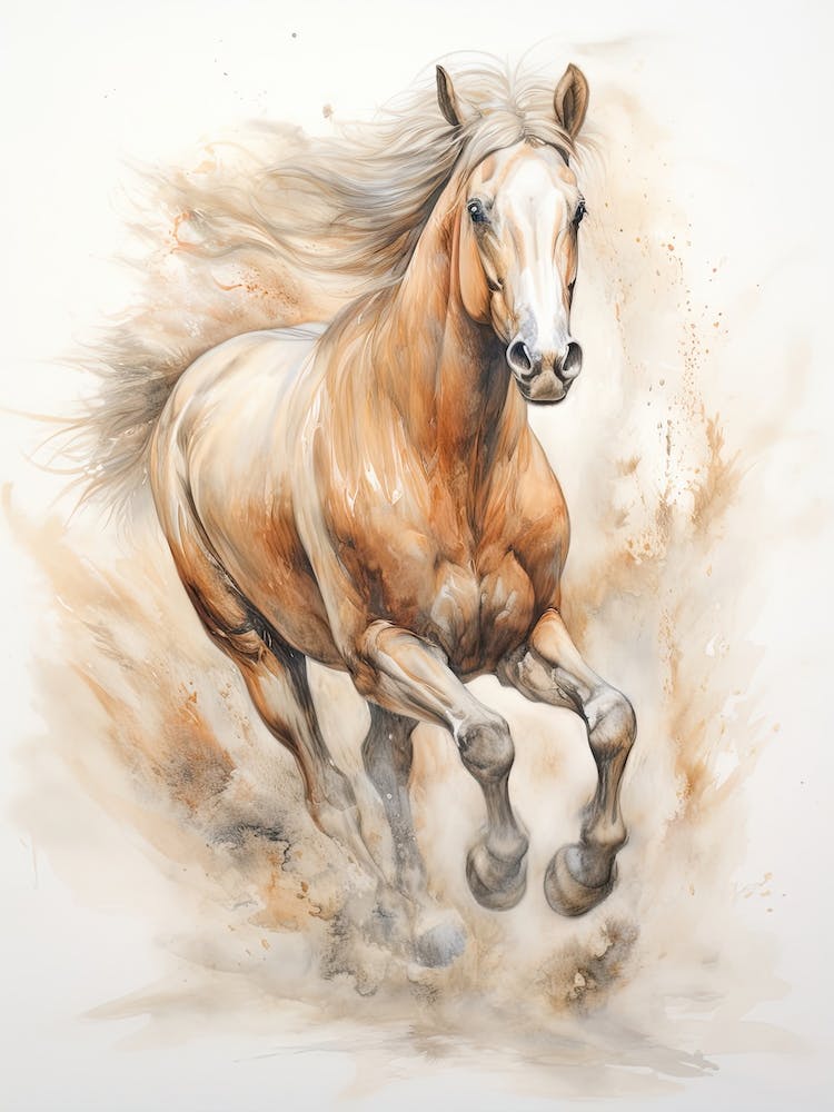 A Horse Painting In The Style Of Blending 2