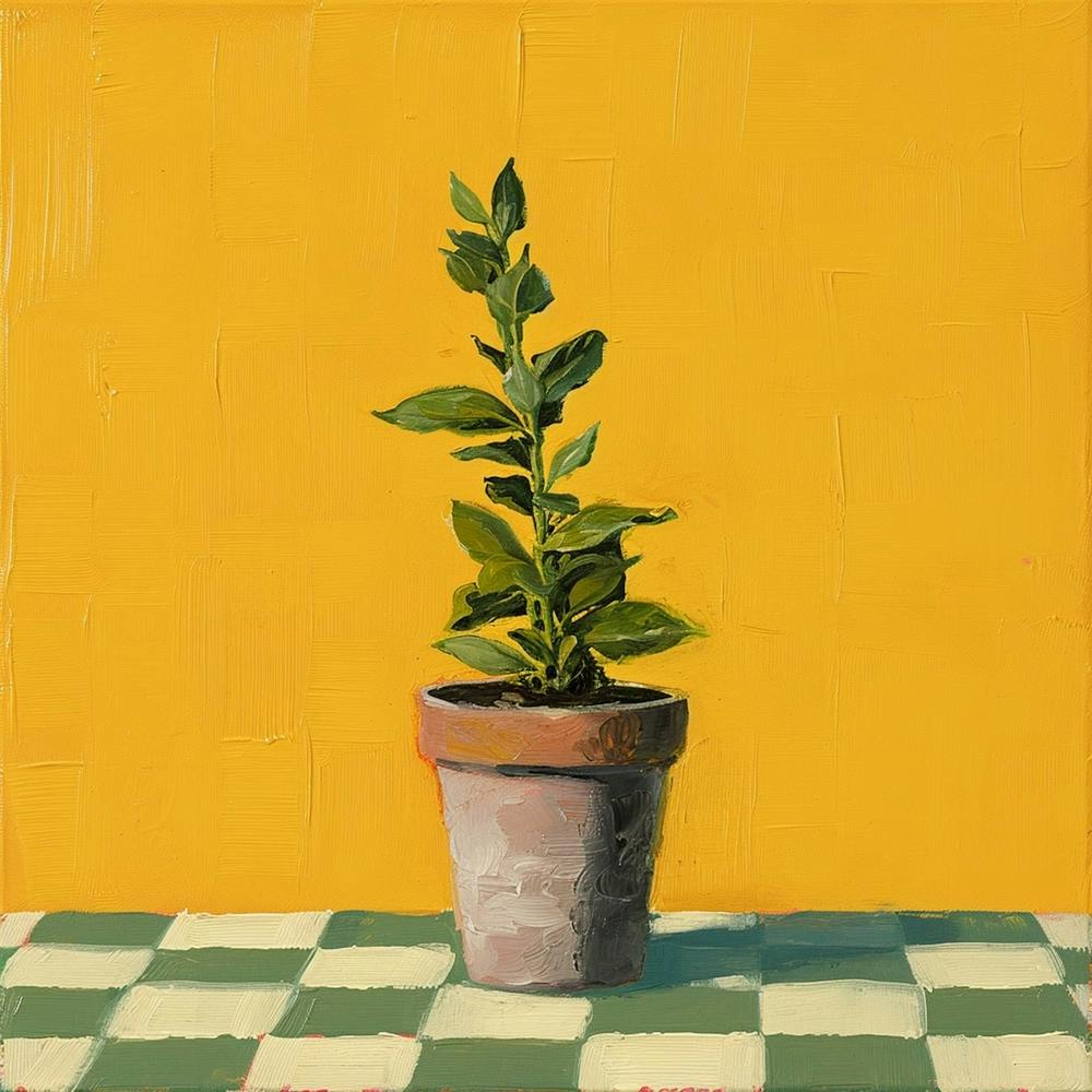 Potted Plant Yellow Background