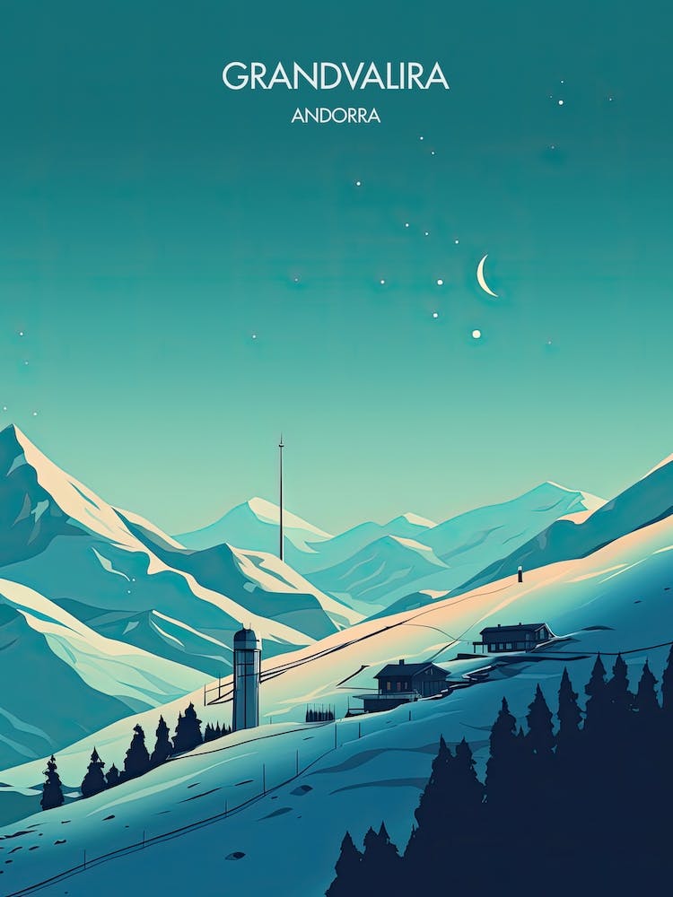 Poster Of Grandvalira   Andorra, Ski Resort Illustration 3
