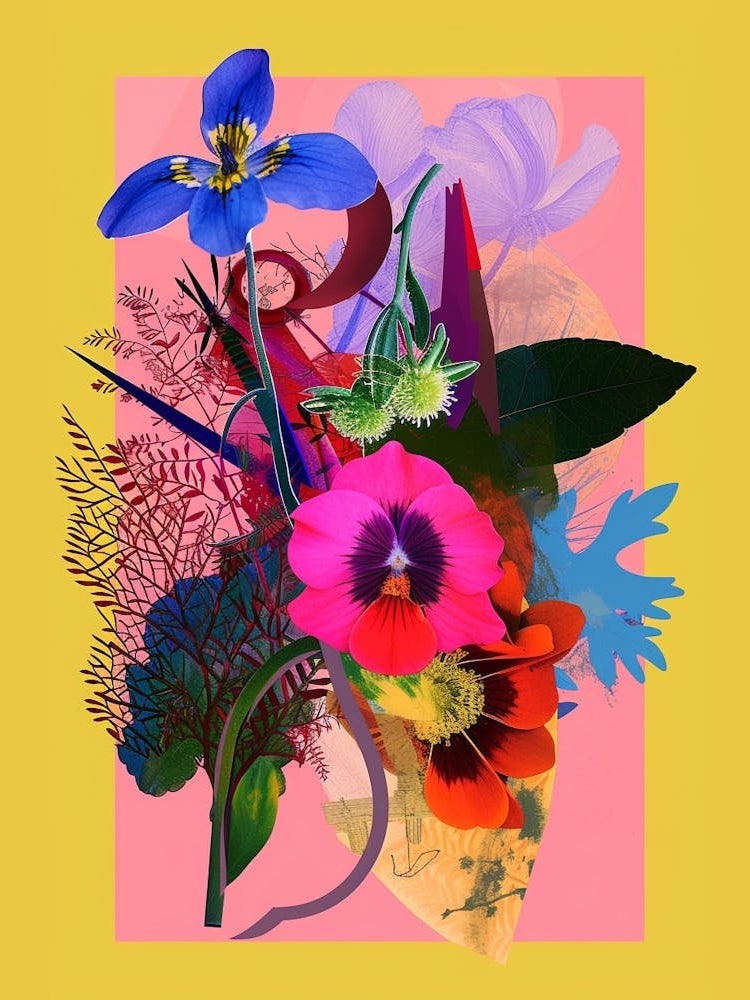 Forget Me Not 7 Neon Flower Collage