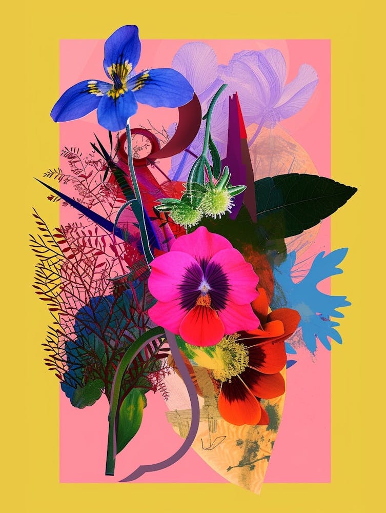 Forget Me Not 7 Neon Flower Collage