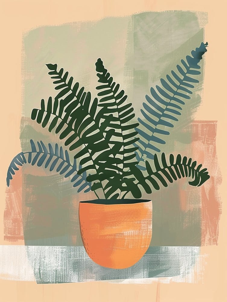 Plante Fougère de Boston Illustration Minimaliste 2