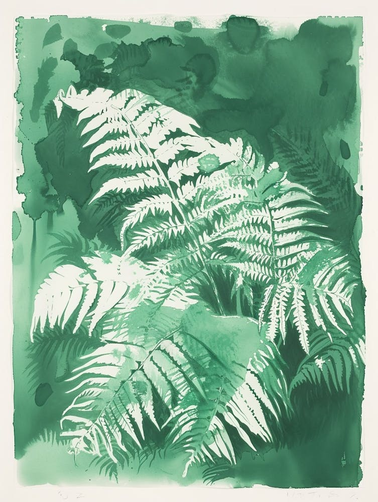 Green Ink Painting Of A Giant Chain Fern 1
