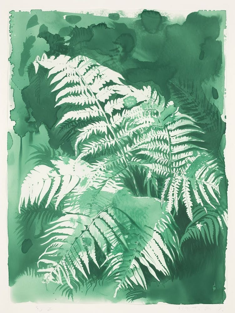 Green Ink Painting Of A Giant Chain Fern 1