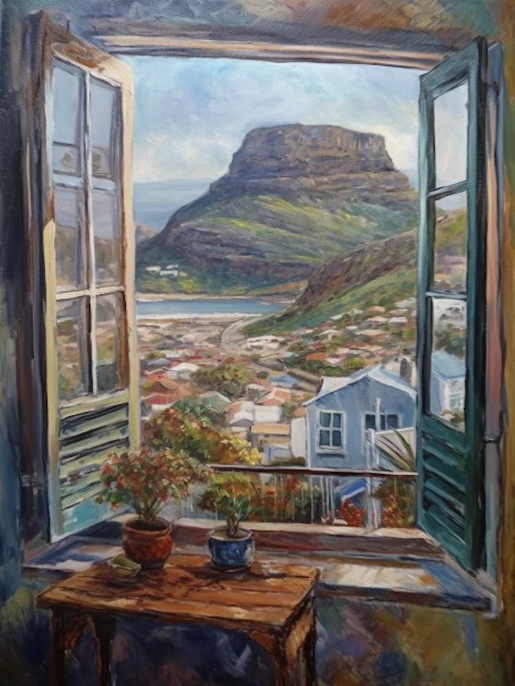 Window View Of Cape Town In The Style Of Impressionism 2