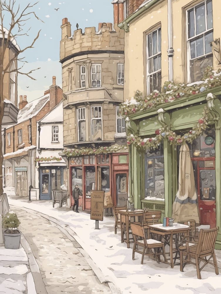 Vintage Winter Illustration Windsor United Kingdom 2